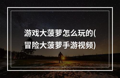 游戏大菠萝怎么玩的(冒险大菠萝手游视频)