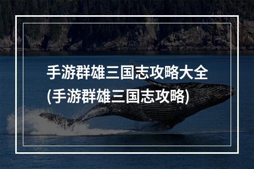 手游群雄三国志攻略大全(手游群雄三国志攻略)