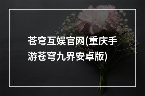 苍穹互娱官网(重庆手游苍穹九界安卓版)