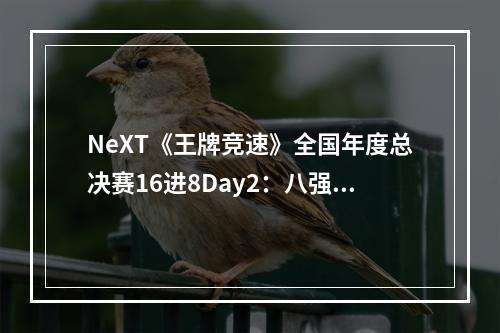 NeXT《王牌竞速》全国年度总决赛16进8Day2：八强名单锁定(网易电竞next)