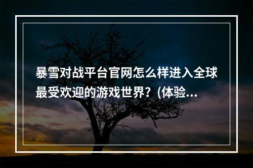 暴雪对战平台官网怎么样进入全球最受欢迎的游戏世界？(体验竞技游戏奇妙之旅踏上暴雪对战平台之路！)