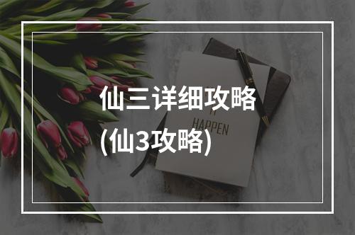 仙三详细攻略(仙3攻略)