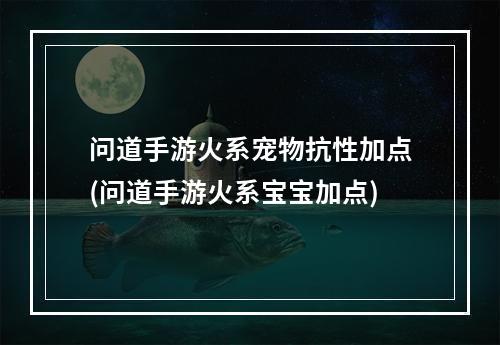 问道手游火系宠物抗性加点(问道手游火系宝宝加点)