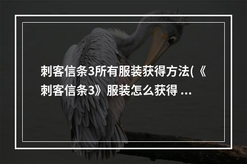 刺客信条3所有服装获得方法(《刺客信条3》服装怎么获得 周边服装获得途径详解攻略  )