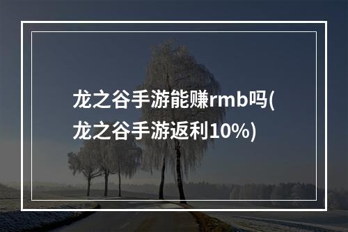 龙之谷手游能赚rmb吗(龙之谷手游返利10%)