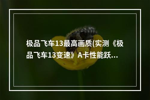 极品飞车13最高画质(实测《极品飞车13变速》A卡性能跃进)