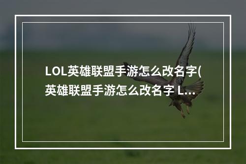 LOL英雄联盟手游怎么改名字(英雄联盟手游怎么改名字 LOL手游改名步骤详解 英雄)