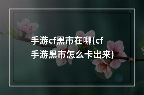 手游cf黑市在哪(cf手游黑市怎么卡出来)