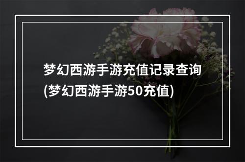 梦幻西游手游充值记录查询(梦幻西游手游50充值)