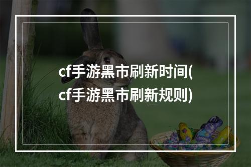 cf手游黑市刷新时间(cf手游黑市刷新规则)