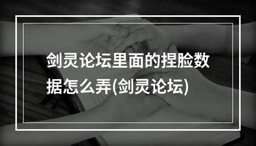 剑灵论坛里面的捏脸数据怎么弄(剑灵论坛)