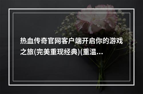 热血传奇官网客户端开启你的游戏之旅(完美重现经典)(重温年少时光，热血传奇官网客户端等你来下载(踏上传奇征程))