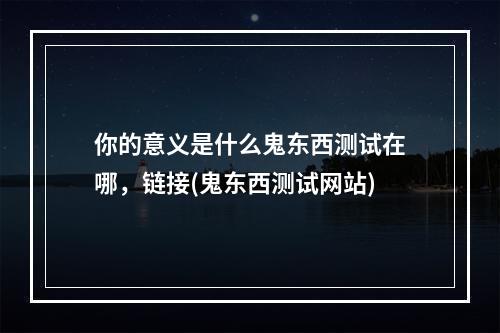 你的意义是什么鬼东西测试在哪，链接(鬼东西测试网站)