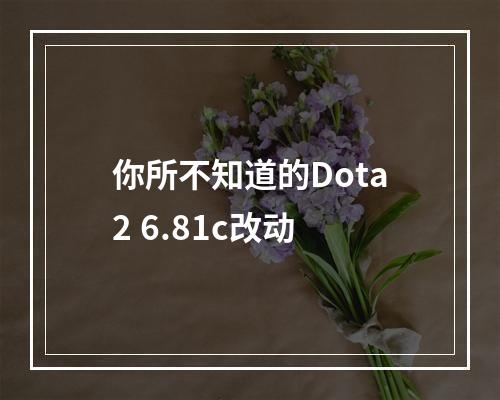 你所不知道的Dota2 6.81c改动