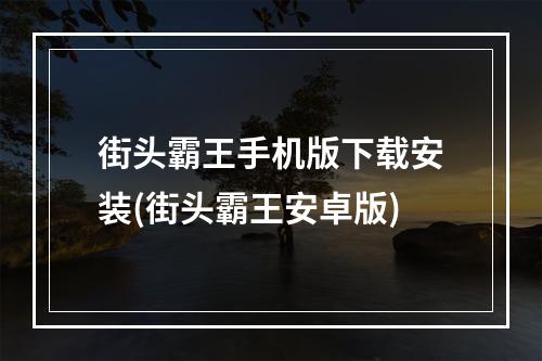 街头霸王手机版下载安装(街头霸王安卓版)