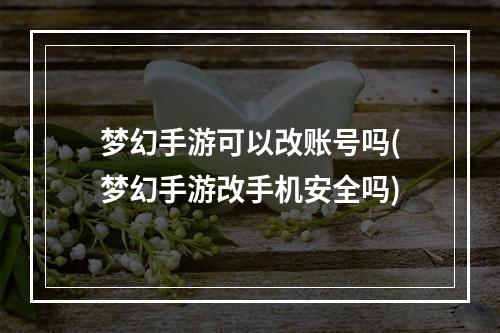 梦幻手游可以改账号吗(梦幻手游改手机安全吗)