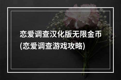 恋爱调查汉化版无限金币(恋爱调查游戏攻略)