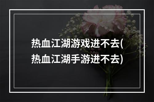 热血江湖游戏进不去(热血江湖手游进不去)