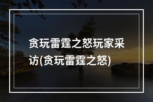 贪玩雷霆之怒玩家采访(贪玩雷霆之怒)