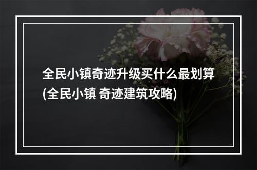 全民小镇奇迹升级买什么最划算(全民小镇 奇迹建筑攻略)