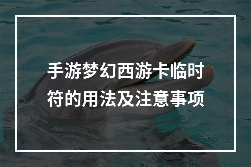 手游梦幻西游卡临时符的用法及注意事项