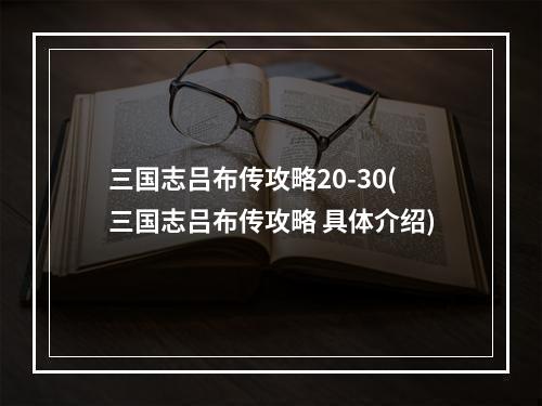 三国志吕布传攻略20-30(三国志吕布传攻略 具体介绍)