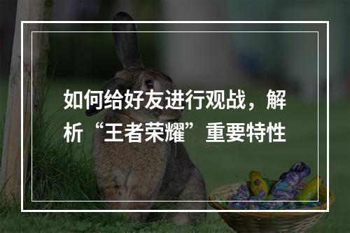 如何给好友进行观战，解析“王者荣耀”重要特性