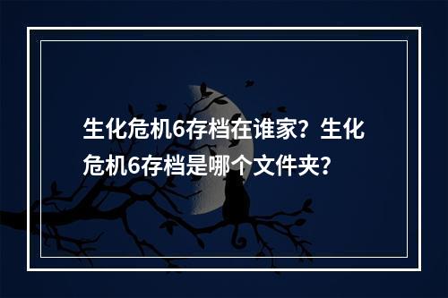 生化危机6存档在谁家？生化危机6存档是哪个文件夹？