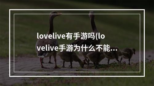 lovelive有手游吗(lovelive手游为什么不能下载)